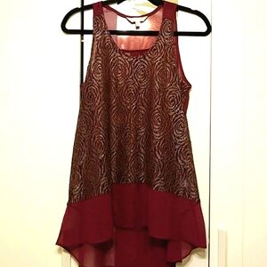 NWOT Beautiful long wine colored blouse